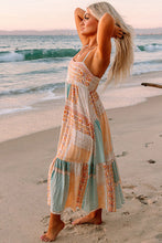 Load image into Gallery viewer, Multicolor Boho Patchwork Print Square Neck Sundress
