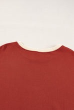 Load image into Gallery viewer, Red Clay Color Block Patch Drop Shoulder Oversized Sweatshirt
