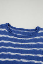 Load image into Gallery viewer, Sky Blue Stripe Drop Shoulder Casual Sweater
