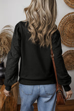 Load image into Gallery viewer, Black Textured Patchwork Round Neck Sweatshirt
