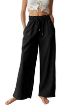 Load image into Gallery viewer, Black Elastic High Waist Drawstring Sweatpants
