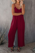 Load image into Gallery viewer, Fiery Red Spaghetti Straps Wide Leg Pocketed Jumpsuits
