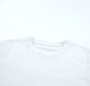 White Solid Color Crew Neck Tee