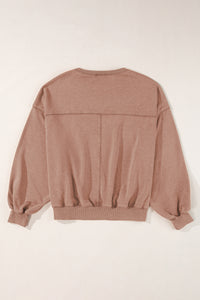 Gray Exposed Seam Batwing Sleeve Drop Shoulder Sweatshirt