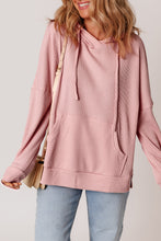 Load image into Gallery viewer, Light Pink Waffle Knit Fleece Lined High Low Oversized Hoodie
