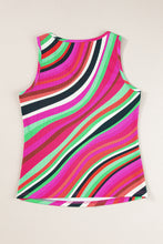 Load image into Gallery viewer, Purple Wavy Striped Buttoned V Neck Tank Top
