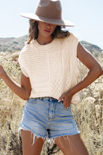 Load image into Gallery viewer, Beige Cable Knit Dolman Armholes Sweater Tank
