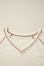 Load image into Gallery viewer, Beige Exposed Seam Textured Knit V Neck Pullover Top
