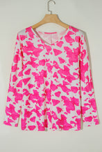 Load image into Gallery viewer, Rose Animal Print Long Sleeve V Neck Plus Size Top
