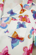 Load image into Gallery viewer, Multicolour Butterfly Pattern Short Sleeve Shirt Pajamas Set
