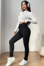 Load image into Gallery viewer, Black Solid Drawstring Waist Thermal Lined Leggings
