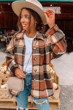 Load image into Gallery viewer, Red Plaid Print Buttoned Shirt Jacket
