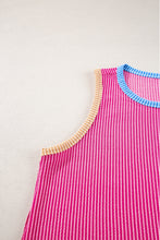 Load image into Gallery viewer, Bright Pink Corded Contrast Trim Sleeveless Top and Shorts Set
