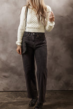 Load image into Gallery viewer, White Cable Knit Cropped Sweater
