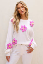 Load image into Gallery viewer, White Floral Crochet Chunky Knit Sweater
