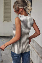 Load image into Gallery viewer, Gray Striped Cutout Twist Front Tank Top
