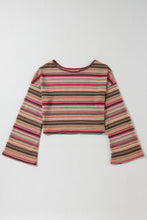 Load image into Gallery viewer, Rose Red Ethnic Striped Wide Cropped Long Sleeve Top
