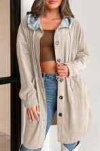 Load image into Gallery viewer, Beige Oversized Corduroy Contrast Hooded Shacket
