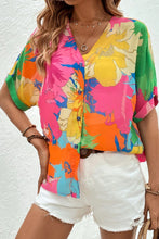 Load image into Gallery viewer, Multicolour Floral Print Folded Short Sleeve Shirt
