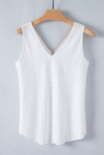 Load image into Gallery viewer, White Lace Crochet Splicing V Neck Loose Fit Tank Top
