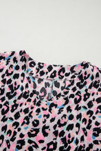 Load image into Gallery viewer, Pink Multicolor Leopard Print V Neck Oversized Blouse
