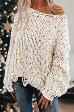 Load image into Gallery viewer, White Colorful Confetti Distressed Knit Sweater
