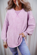 Load image into Gallery viewer, Orchid Petal Mineral Wash Drop Shoulder Pullover Sweatshirt
