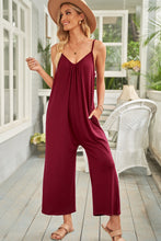 Load image into Gallery viewer, Fiery Red Spaghetti Straps Wide Leg Pocketed Jumpsuits
