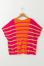 Load image into Gallery viewer, Strawberry Pink Bright Striped Short Sleeve Knit Top
