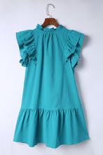 Load image into Gallery viewer, Green Tiered Ruffled Sleeves Mini Dress with Pockets
