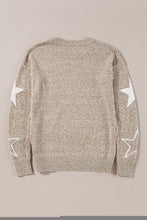 Load image into Gallery viewer, Khaki Star Pattern Drop Shoulder Sweater
