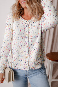 White Multicolor Confetti Sweater Cardigan