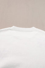 Load image into Gallery viewer, White Flower Pattern Ribbed Edge Elegant Sweater
