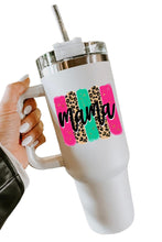 Load image into Gallery viewer, White mama Leopard Colorblock Handle Portable Cup 40oz
