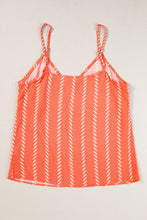 Load image into Gallery viewer, Orange Chevron Stripe Print Buttoned V Neck Cami Top
