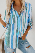 Load image into Gallery viewer, White Sweet Enough Striped Button Up Top
