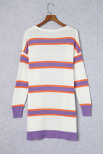 Load image into Gallery viewer, Multicolor Striped Long Sleeve Ribbed Trim Button Cardigan
