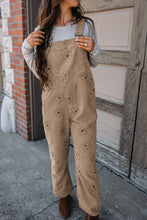 Load image into Gallery viewer, Khaki Flower Print Corduroy Overalls
