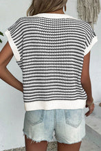 Load image into Gallery viewer, Red Stripe Ribbed Trim Loose Fit Knitted Sweater Vest
