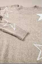 Load image into Gallery viewer, Khaki Star Pattern Drop Shoulder Sweater
