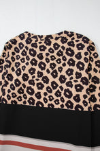 Load image into Gallery viewer, Khaki Leopard Color Block Crewneck Long Sleeve Top
