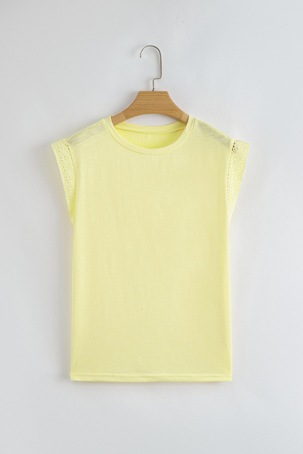 White Lace Patchwork Cap Sleeve Round Neck T Shirt