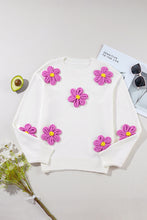 Load image into Gallery viewer, White Floral Crochet Chunky Knit Sweater
