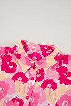 Load image into Gallery viewer, Pink Blooming Floral Print Puff Sleeve Buttoned Shirt
