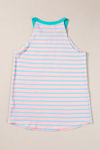 Load image into Gallery viewer, Pink Stripe Round Neck Tank Top
