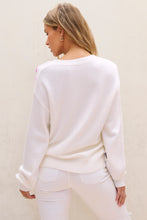 Load image into Gallery viewer, White Floral Crochet Chunky Knit Sweater
