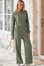 Load image into Gallery viewer, Laurel Green Solid Ribbed Knit Keyhole Back High Waist Jumpsuit
