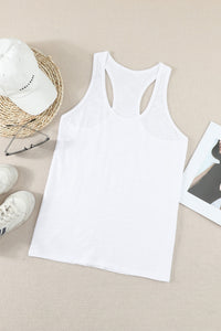 Gray Scoop Neck Basic Solid Tank Top