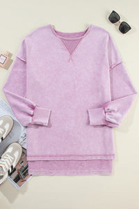 Orchid Petal Mineral Wash Drop Shoulder Pullover Sweatshirt