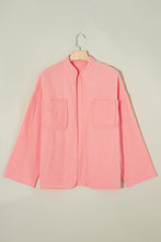 Load image into Gallery viewer, Flamingo Plus Size Solid Color Chest Pockets Crinkled Blouse
